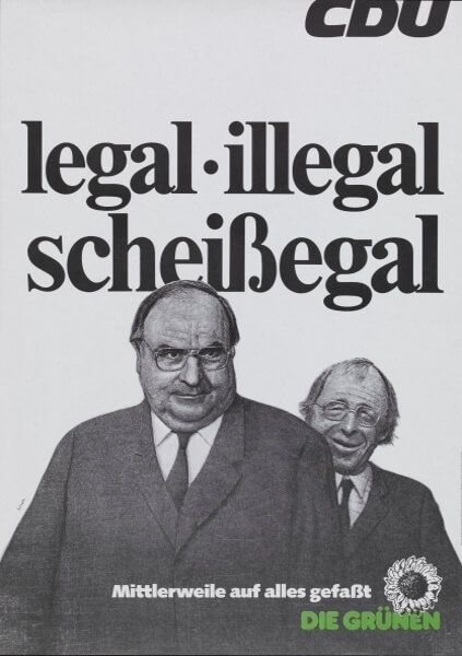 Plakat von Michael Sowa für Die Grünen - Kohl und Geissler